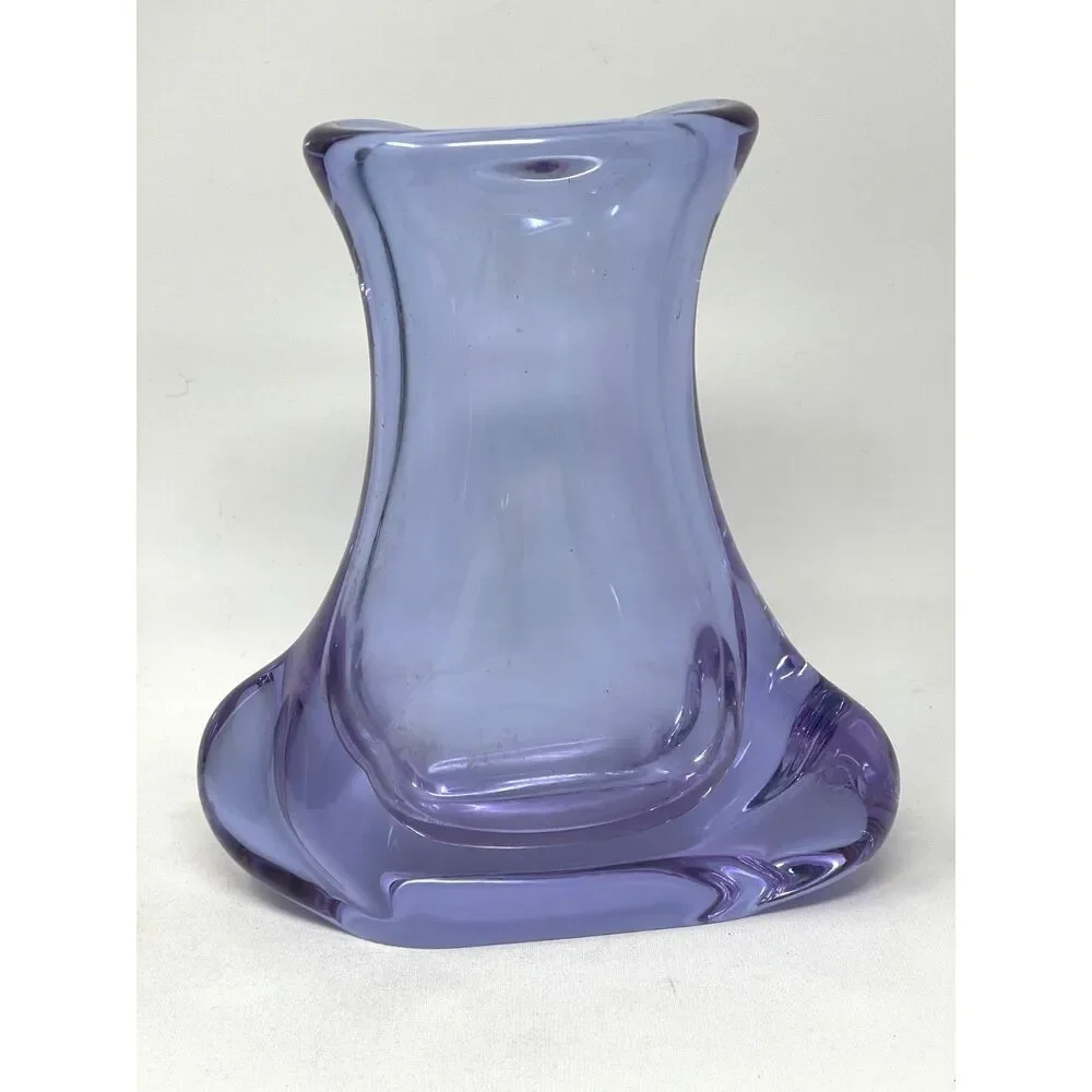 Vintage MCM Murano Amethyst Purple Vase Handblown Italy Sommerso Flavio Poli 9